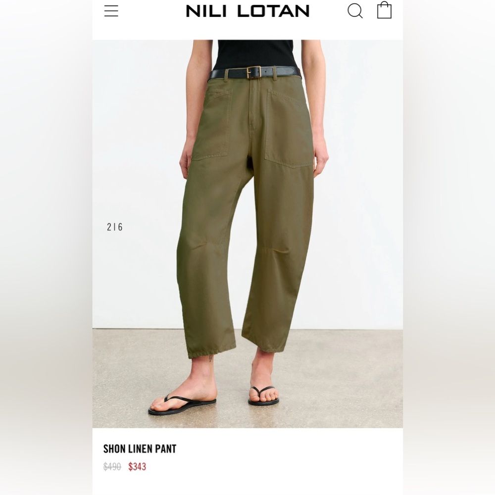 Nili Lotan Khaki Linen Trousers- Size: 4- Retails $490